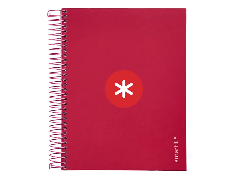 Cahier spirale antartik a5 14,8x21cm 240p 90g/m2 5x5mm 6 trous coil-lock coloris framboise