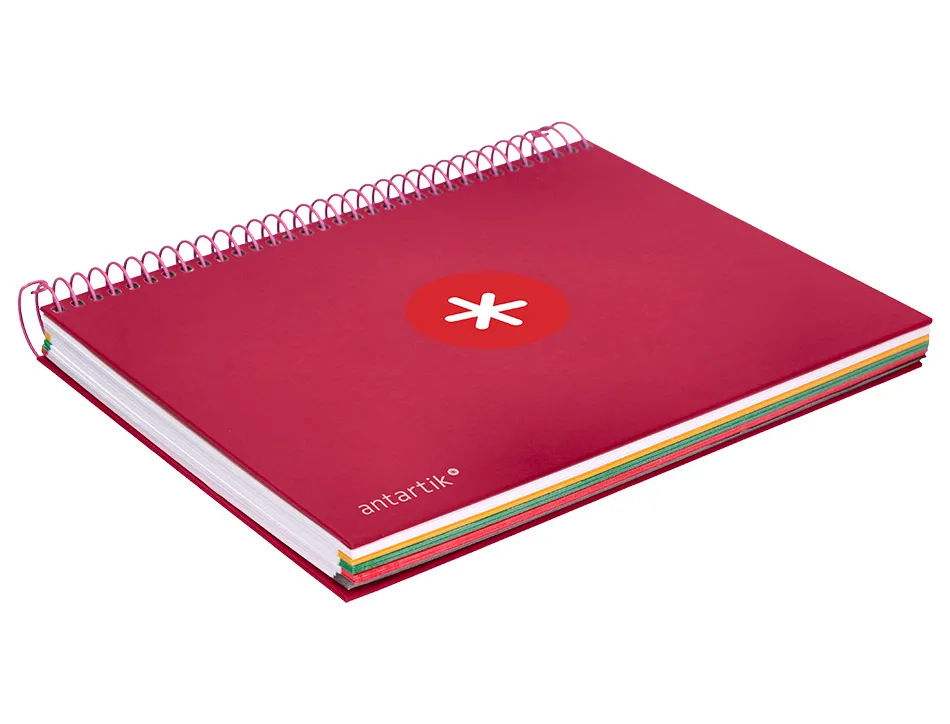 Cahier spirale antartik a5 14,8x21cm 240p 90g/m2 5x5mm 6 trous coil-lock coloris framboise