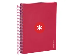 Cahier spirale antartik a5 14,8x21cm 240p 90g/m2 5x5mm 6 trous coil-lock coloris framboise
