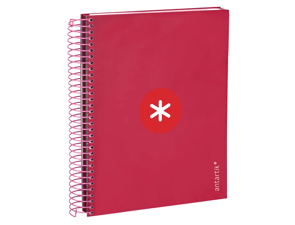 Cahier spirale antartik a5 14,8x21cm 240p 90g/m2 5x5mm 6 trous coil-lock coloris framboise
