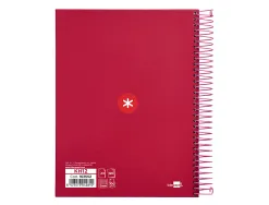 Cahier spirale antartik a5 14,8x21cm 240p 90g/m2 5x5mm 6 trous coil-lock coloris framboise