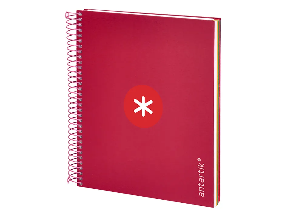Cahier spirale antartik a5 14,8x21cm 240p 90g/m2 5x5mm 6 trous coil-lock coloris framboise