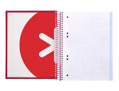Cahier spirale antartik a5 14,8x21cm 240p 90g/m2 5x5mm 6 trous coil-lock coloris framboise
