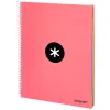 Cahier spirale antartik a4 240p 90g remborde quadrillage 5mm microperfore 5 bandes 4 trous coloris corail