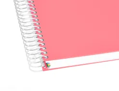 Cahier spirale antartik a4 240p 90g remborde quadrillage 5mm microperfore 5 bandes 4 trous coloris corail