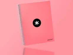 Cahier spirale antartik a4 240p 90g remborde quadrillage 5mm microperfore 5 bandes 4 trous coloris corail