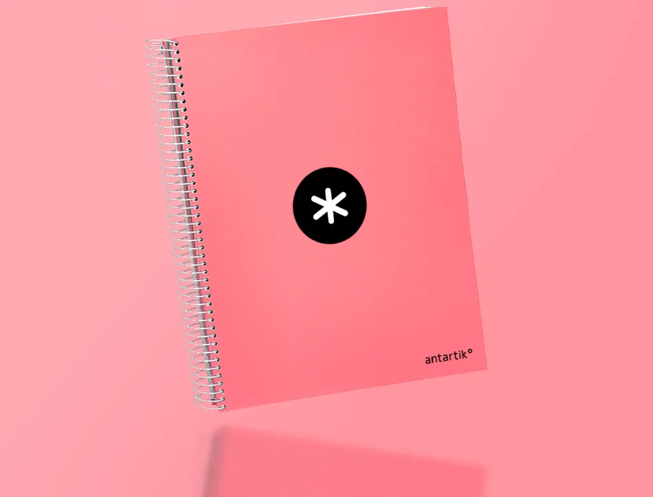 Cahier spirale antartik a4 240p 90g remborde quadrillage 5mm microperfore 5 bandes 4 trous coloris corail