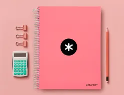 Cahier spirale antartik a4 240p 90g remborde quadrillage 5mm microperfore 5 bandes 4 trous coloris corail