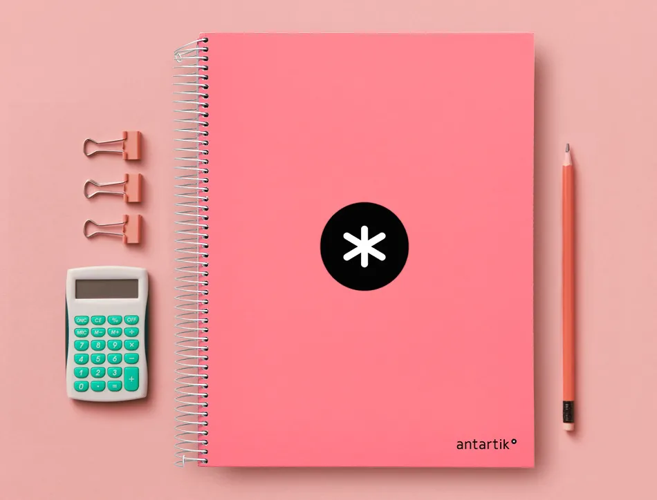 Cahier spirale antartik a4 240p 90g remborde quadrillage 5mm microperfore 5 bandes 4 trous coloris corail