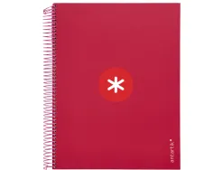 Cahier spirale antartik a4 240p 90g remborde 5x5mm microperfore 5 bandes 4 trous coloris framboise