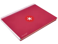 Cahier spirale antartik a4 240p 90g remborde 5x5mm microperfore 5 bandes 4 trous coloris framboise