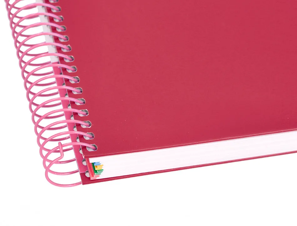 Cahier spirale antartik a4 240p 90g remborde 5x5mm microperfore 5 bandes 4 trous coloris framboise