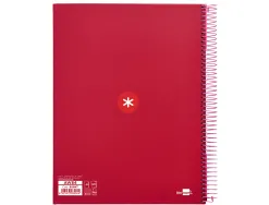 Cahier spirale antartik a4 240p 90g remborde 5x5mm microperfore 5 bandes 4 trous coloris framboise
