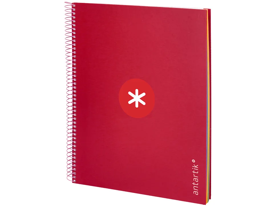 Cahier spirale antartik a4 240p 90g remborde 5x5mm microperfore 5 bandes 4 trous coloris framboise