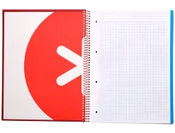 Cahier spirale antartik a4 240p 90g remborde 5x5mm microperfore 5 bandes 4 trous coloris framboise