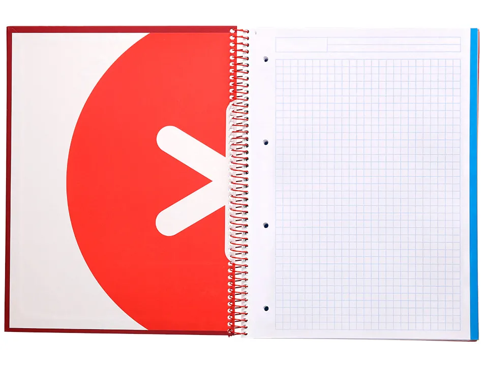 Cahier spirale antartik a4 240p 90g remborde 5x5mm microperfore 5 bandes 4 trous coloris framboise