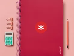 Cahier spirale antartik a4 240p 90g remborde 5x5mm microperfore 5 bandes 4 trous coloris framboise