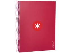 Cahier spirale antartik a4 240p 90g remborde 5x5mm microperfore 5 bandes 4 trous coloris framboise