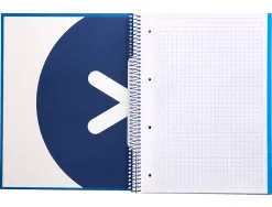Cahier spirale antartik a4 240p 90g remborde 5x5mm microperfore 5 bandes 4 trous coloris bleu marine