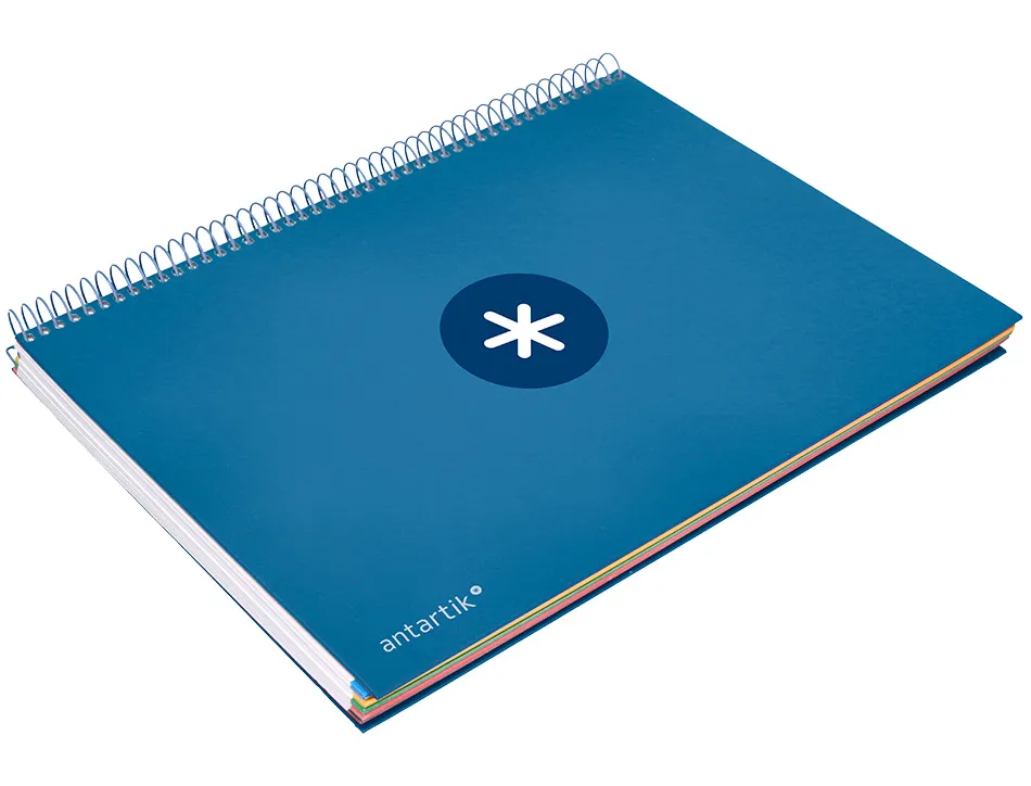 Cahier spirale antartik a4 240p 90g remborde 5x5mm microperfore 5 bandes 4 trous coloris bleu marine