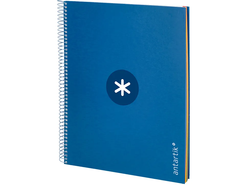 Cahier spirale antartik a4 240p 90g remborde 5x5mm microperfore 5 bandes 4 trous coloris bleu marine