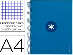 Cahier spirale antartik a4 240p 90g remborde 5x5mm microperfore 5 bandes 4 trous coloris bleu marine