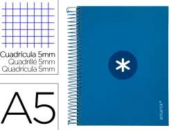 Cahier spirale antartik a5 14,8x21cm 240p 90g/m2 5x5mm 6 trous coil-lock coloris bleu marine