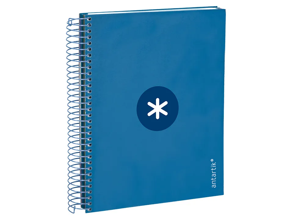 Cahier spirale antartik a5 14,8x21cm 240p 90g/m2 5x5mm 6 trous coil-lock coloris bleu marine