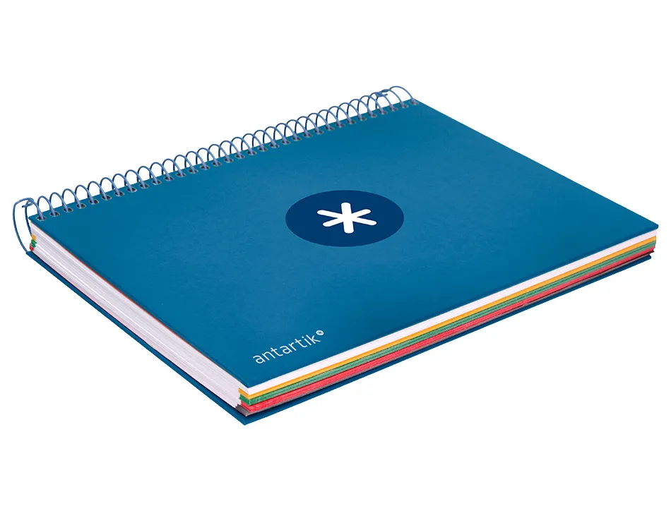 Cahier spirale antartik a5 14,8x21cm 240p 90g/m2 5x5mm 6 trous coil-lock coloris bleu marine