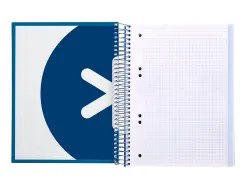 Cahier spirale antartik a5 14,8x21cm 240p 90g/m2 5x5mm 6 trous coil-lock coloris bleu marine