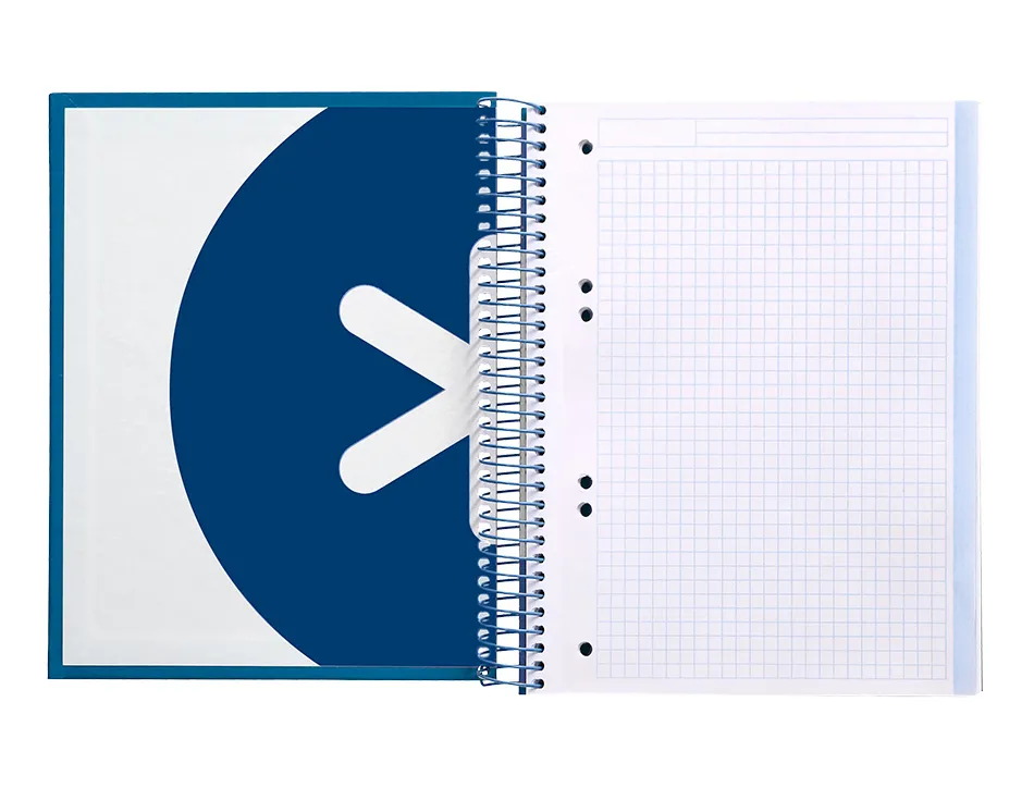 Cahier spirale antartik a5 14,8x21cm 240p 90g/m2 5x5mm 6 trous coil-lock coloris bleu marine