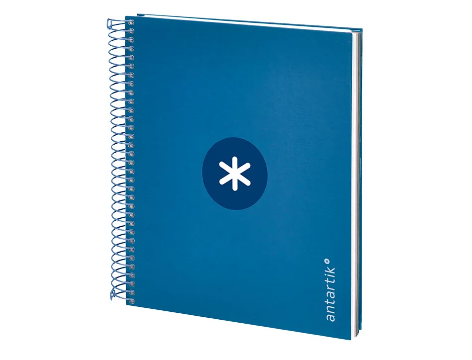 Cahier spirale antartik a5 14,8x21cm 240p 90g/m2 5x5mm 6 trous coil-lock coloris bleu marine