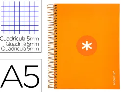 Cahier spirale antartik a5 14,8x21cm 240p 90g/m2 5x5mm 6 trous coil-lock coloris jaune