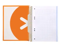 Cahier spirale antartik a5 14,8x21cm 240p 90g/m2 5x5mm 6 trous coil-lock coloris jaune