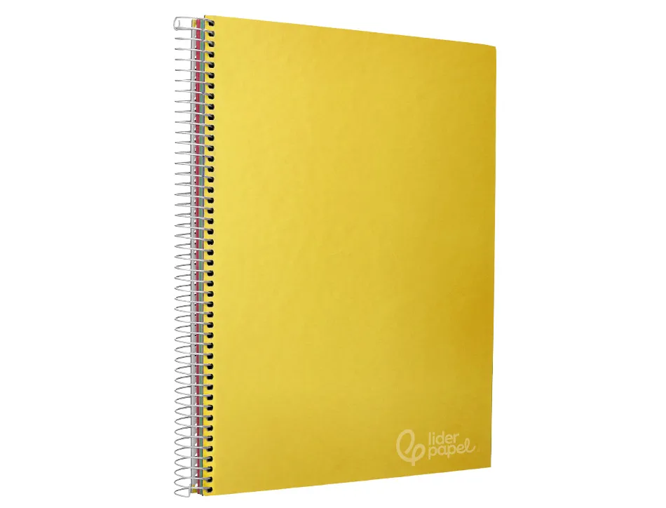 Cahier spirale liderpape jollycouverture contrecollée a4 280p 75g/m2 5x5mm microperforé 4 trous coloris jaune