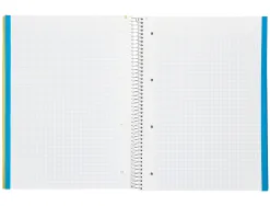 Cahier spirale liderpape jollycouverture contrecollée a4 280p 75g/m2 5x5mm microperforé 4 trous coloris jaune