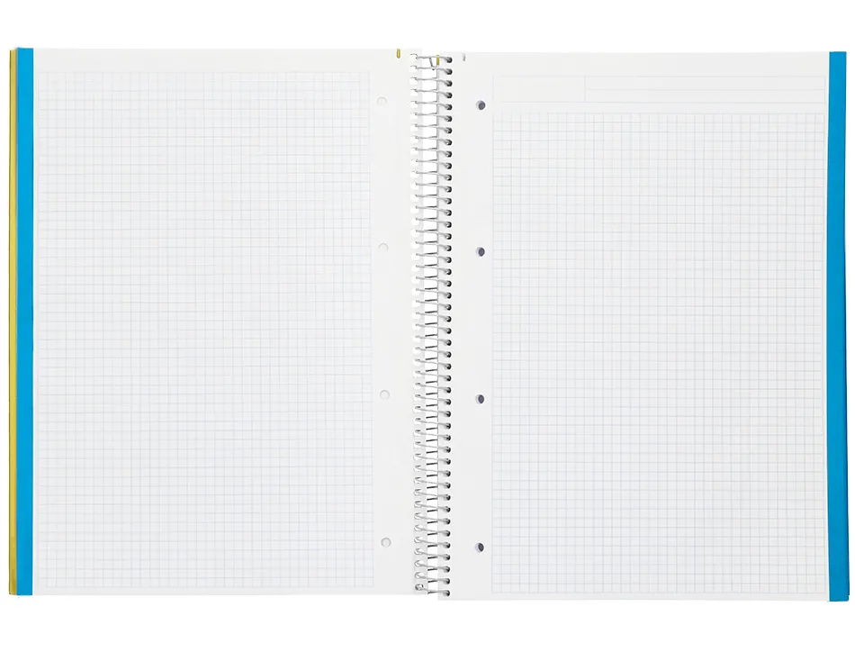Cahier spirale liderpape jollycouverture contrecollée a4 280p 75g/m2 5x5mm microperforé 4 trous coloris jaune