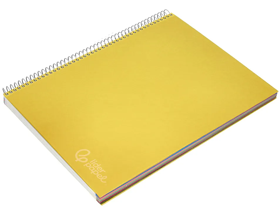 Cahier spirale liderpape jollycouverture contrecollée a4 280p 75g/m2 5x5mm microperforé 4 trous coloris jaune