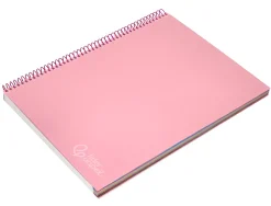 Cahier spirale liderpape jollycouverture contrecollée a4 280p 75g/m2 5x5mm microperforé 4 trous coloris rose