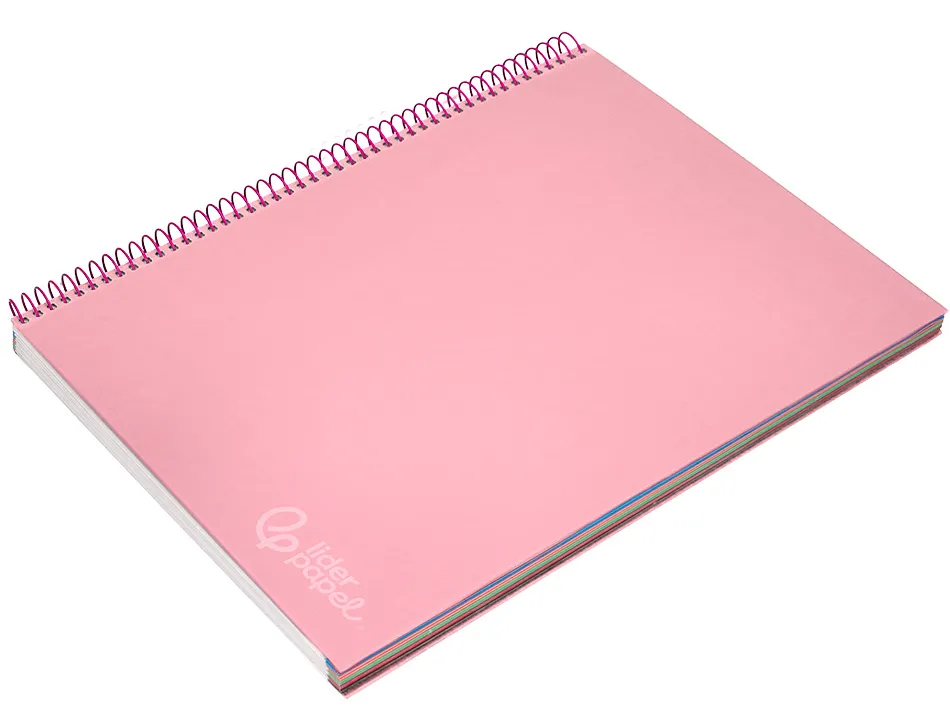 Cahier spirale liderpape jollycouverture contrecollée a4 280p 75g/m2 5x5mm microperforé 4 trous coloris rose