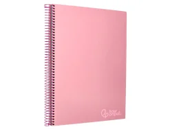 Cahier spirale liderpape jollycouverture contrecollée a4 280p 75g/m2 5x5mm microperforé 4 trous coloris rose