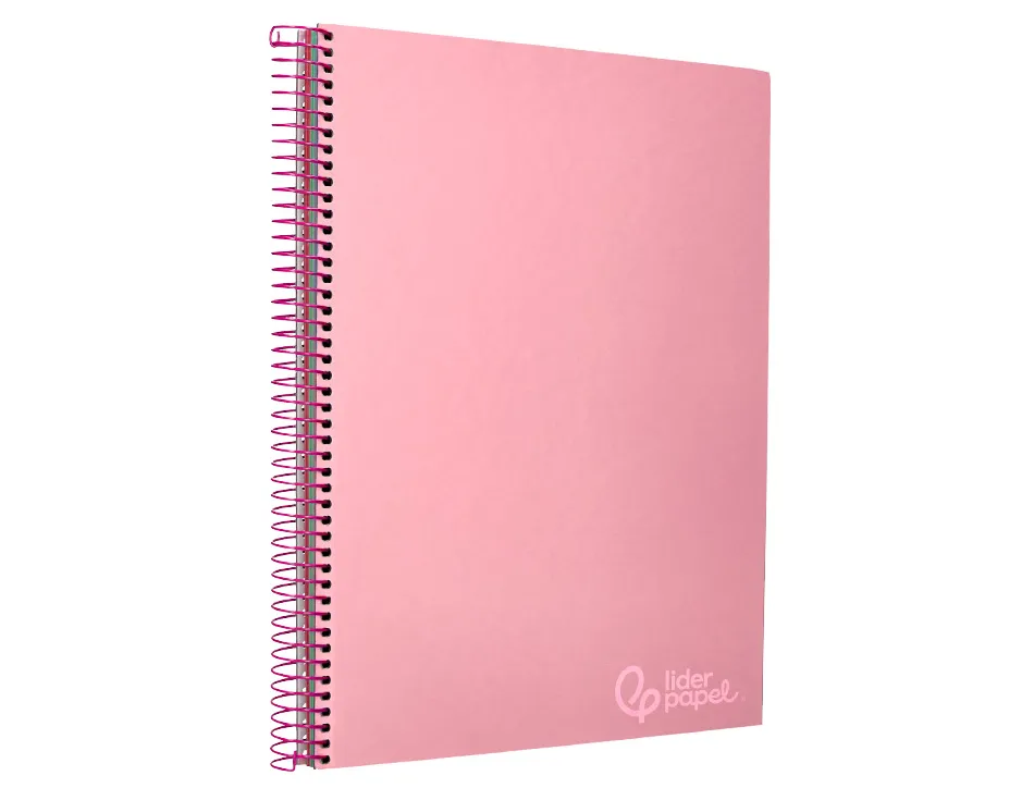 Cahier spirale liderpape jollycouverture contrecollée a4 280p 75g/m2 5x5mm microperforé 4 trous coloris rose