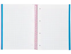 Cahier spirale liderpape jollycouverture contrecollée a4 280p 75g/m2 5x5mm microperforé 4 trous coloris rose