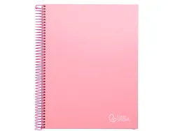 Cahier spirale liderpape jollycouverture contrecollée a4 280p 75g/m2 5x5mm microperforé 4 trous coloris rose