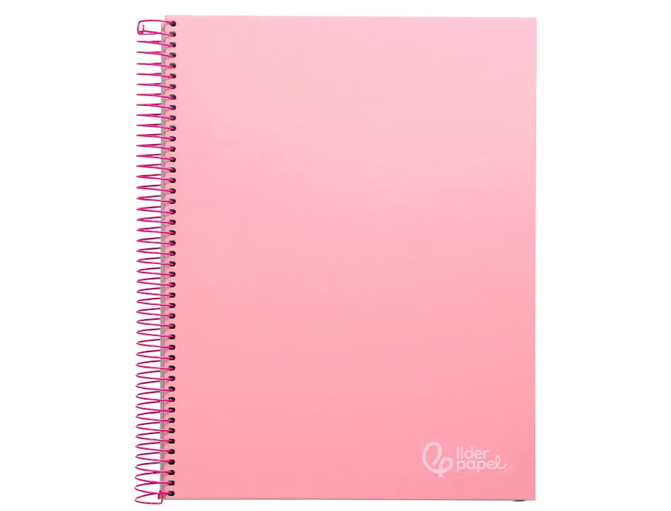 Cahier spirale liderpape jollycouverture contrecollée a4 280p 75g/m2 5x5mm microperforé 4 trous coloris rose