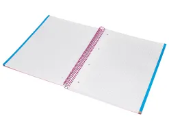 Cahier spirale liderpape jollycouverture contrecollée a4 280p 75g/m2 5x5mm microperforé 4 trous coloris rose