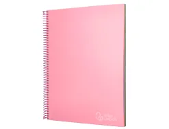 Cahier spirale liderpape jollycouverture contrecollée a4 280p 75g/m2 5x5mm microperforé 4 trous coloris rose