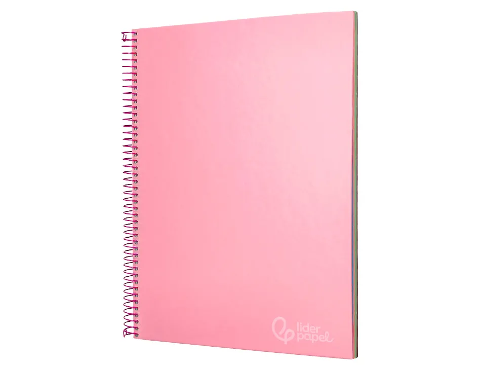Cahier spirale liderpape jollycouverture contrecollée a4 280p 75g/m2 5x5mm microperforé 4 trous coloris rose