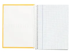 Cahier spirale liderpapel crafty couverture contrecollée a4 240p 90g/m2 5x5mm microperforé 4 trous coloris jaune