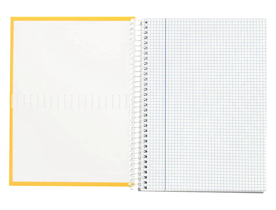 Cahier spirale liderpapel crafty couverture contrecollée a4 240p 90g/m2 5x5mm microperforé 4 trous coloris jaune